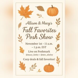 Cozy Deals & Fall Favorites Posh Show! Like to be notified when we go live!